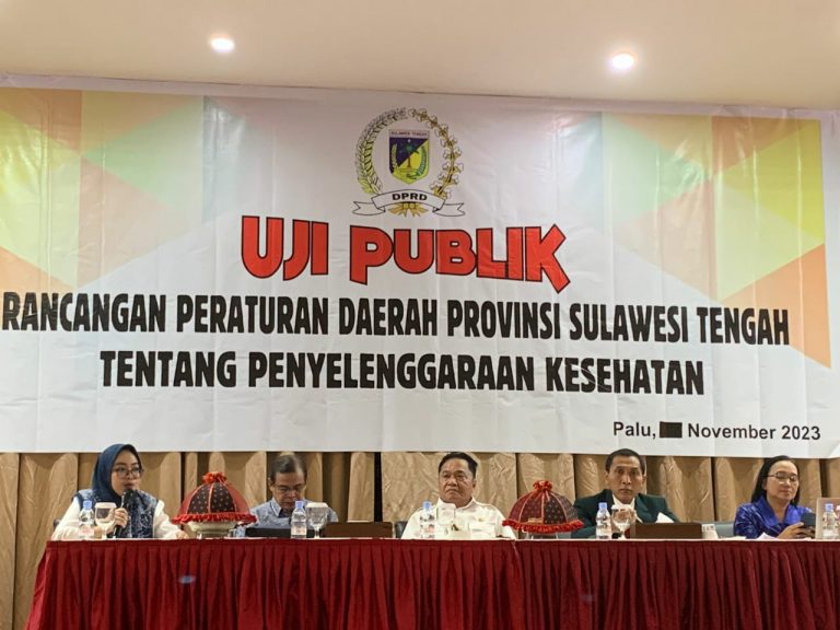 Uji Publik Rancangan Perda Provinsi Sulteng Tentang Penyelenggaraan Kesehatan